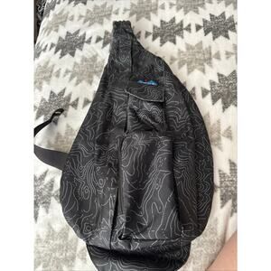 KAVU Black Topo Print Rope Crossbody Sling Bag